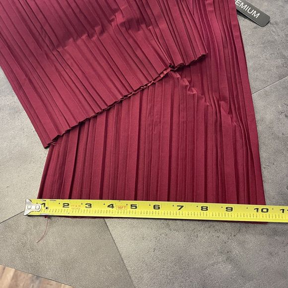 JOHNNY Wine Pleated Wide Leg Pants Drawstring - Picture 5 of 7